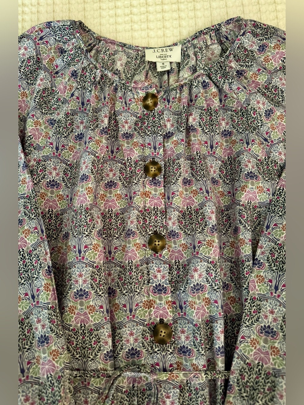 J. Crew Liberty of London Botanical Print Button Up Tie Waist Dress / Size Small